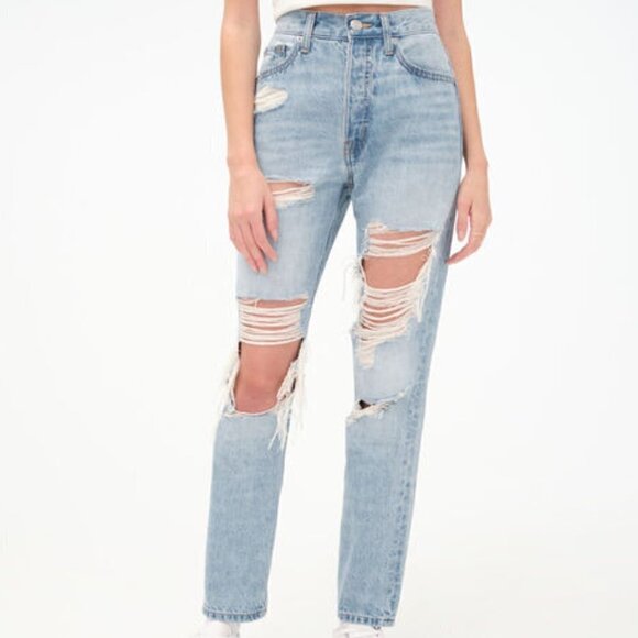 Aeropostale 90s Super High Rise Straight Leg Distressed Jeans - J32 - Picture 2 of 8